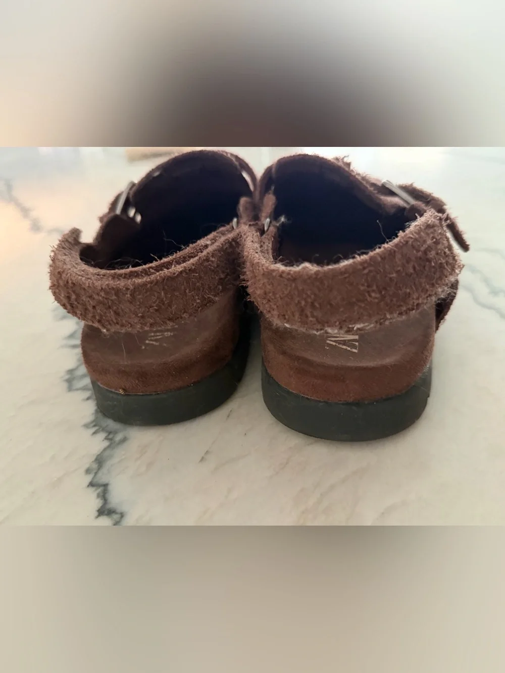 Zara Brown Fuzzy Buckle Kids Clogs.